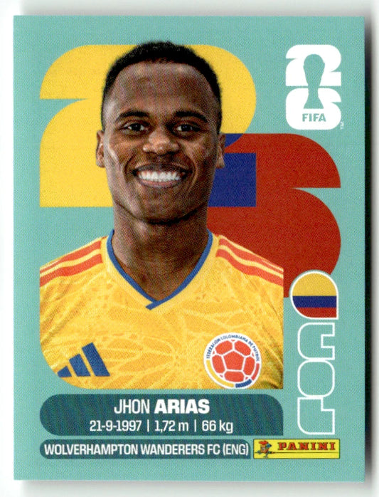COL 17 Jhon Arias - Sticker autocollant Panini Coupe du Monde FIFA 2026 Colombie - Pièce détachée