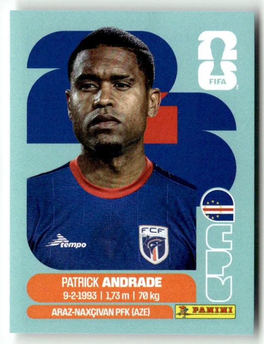 CPV 11 Patrick Andrade - Sticker autocollant Panini Coupe du Monde FIFA 2026 Cap-Vert - Pièce détachée
