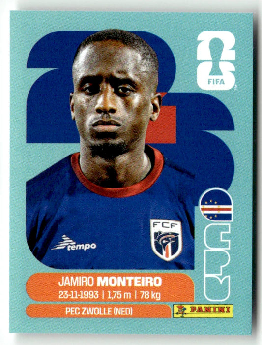 CPV 12 Jamiro Monteiro - Sticker autocollant Panini Coupe du Monde FIFA 2026 Cap-Vert - Pièce détachée