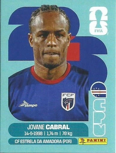 CPV 16 Jovane Cabral - Sticker autocollant Panini Coupe du Monde FIFA 2026 Cap-Vert - Pièce détachée