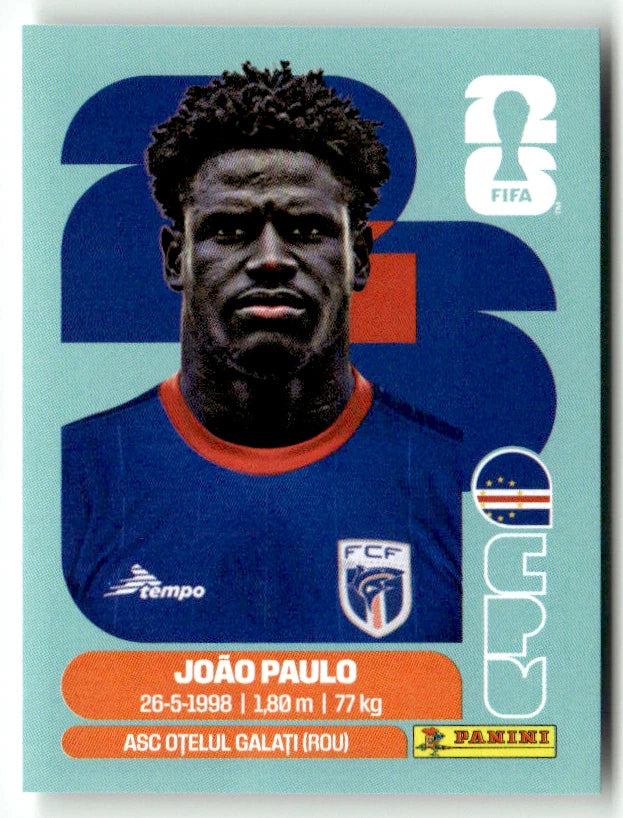 CPV 8 Joao Paulo - Sticker autocollant Panini Coupe du Monde FIFA 2026 Cap-Vert - Pièce détachée