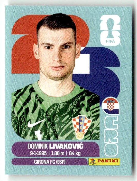 CRO 2 Dominik Livaković - Sticker autocollant Panini Coupe du Monde FIFA 2026 Croatie - Pièce détachée