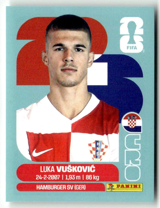 CRO 6 Luka Vuskovic - Sticker autocollant Panini Coupe du Monde FIFA 2026 Croatie - Pièce détachée