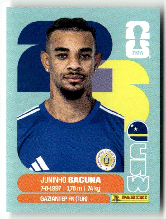 CUW 11 Juninho Bacuna - Sticker autocollant Panini Coupe du Monde FIFA 2026 Curaçao - Pièce détachée