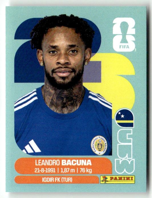 CUW 12 Leandro Bacuna - Sticker autocollant Panini Coupe du Monde FIFA 2026 Curaçao - Pièce détachée