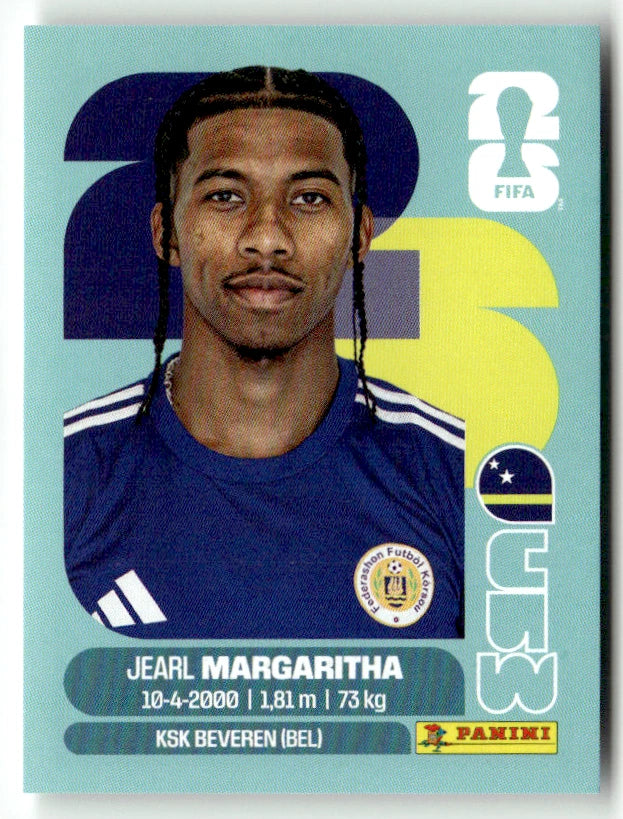 CUW 16 Jearl Margaritha - Sticker autocollant Panini Coupe du Monde FIFA 2026 Curaçao - Pièce détachée