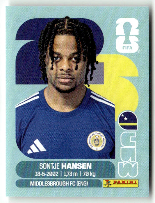 CUW 20 Sontje Hansen - Sticker autocollant Panini Coupe du Monde FIFA 2026 Curaçao - Pièce détachée