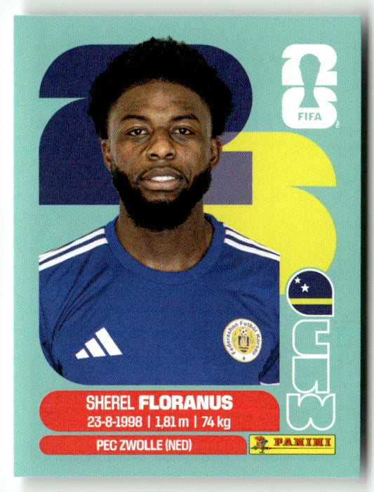 CUW 4 Sherel FLORANUS - Sticker autocollant Panini Coupe du Monde FIFA 2026 Curaçao - Pièce détachée