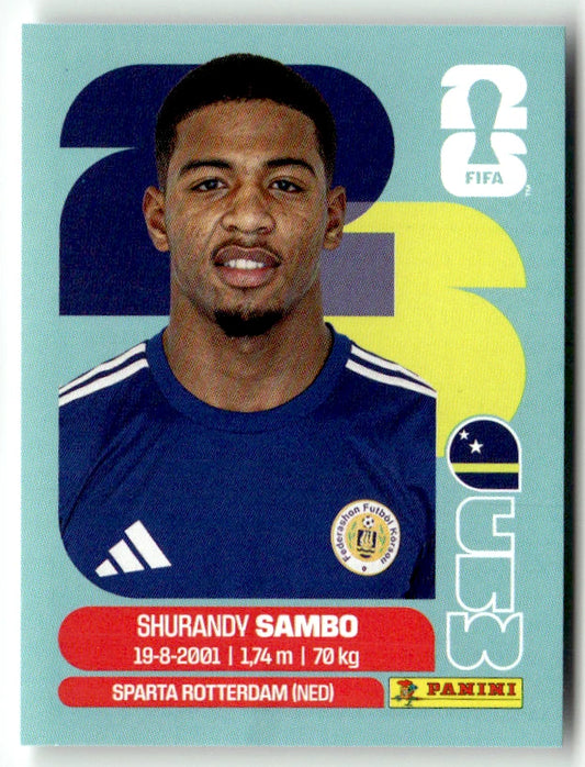 CUW 8 Shurandy Sambo - Sticker autocollant Panini Coupe du Monde FIFA 2026 Curaçao - Pièce détachée