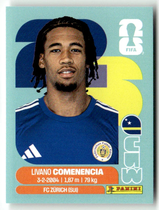 CUW 9 Livano COMENENCIA - Sticker autocollant Panini Coupe du Monde FIFA 2026 Curaçao - Pièce détachée