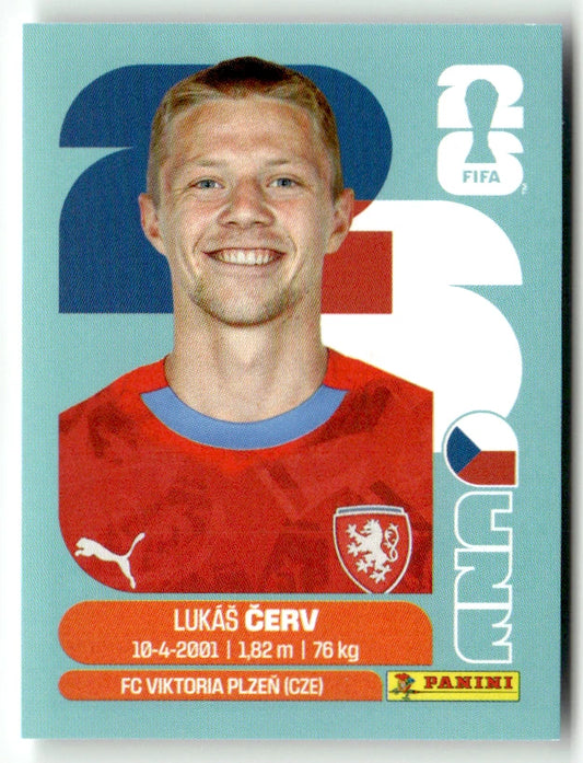 CZE 11 Lukas Cerv - Sticker autocollant Panini Coupe du Monde FIFA 2026 République tchèque - Pièce détachée