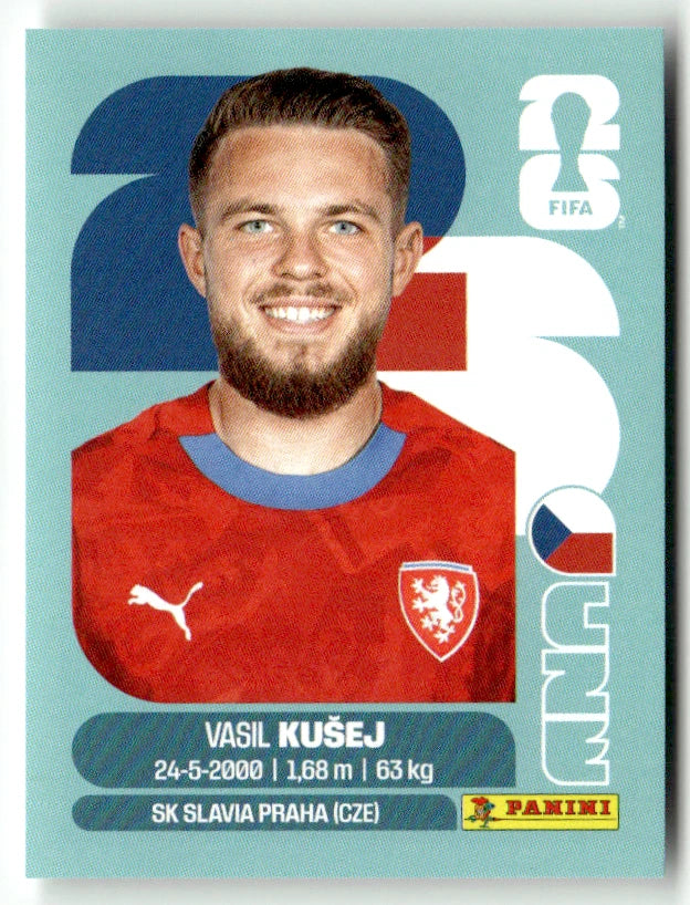 CZE 16 Vasil Kusej - Sticker autocollant Panini Coupe du Monde FIFA 2026 République tchèque - Pièce détachée