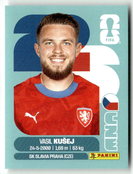CZE 16 Vasil Kusej - Sticker autocollant Panini Coupe du Monde FIFA 2026 République tchèque - Pièce détachée