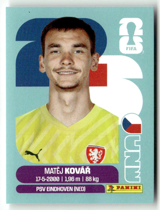 CZE 2 Matej Kovar - Sticker autocollant Panini Coupe du Monde FIFA 2026 République tchèque - Pièce détachée