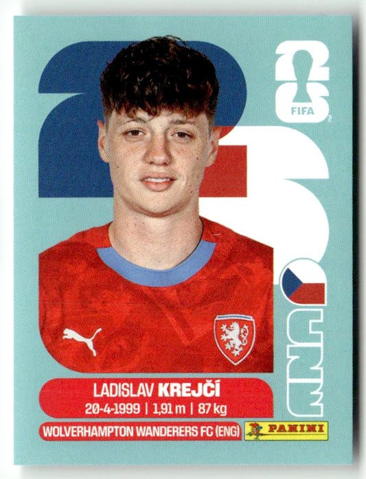 CZE 4 Ladislav Krejci - Sticker autocollant Panini Coupe du Monde FIFA 2026 République tchèque - Pièce détachée