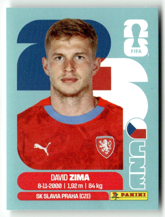CZE 8 David Zima - Sticker autocollant Panini Coupe du Monde FIFA 2026 République tchèque - Pièce détachée