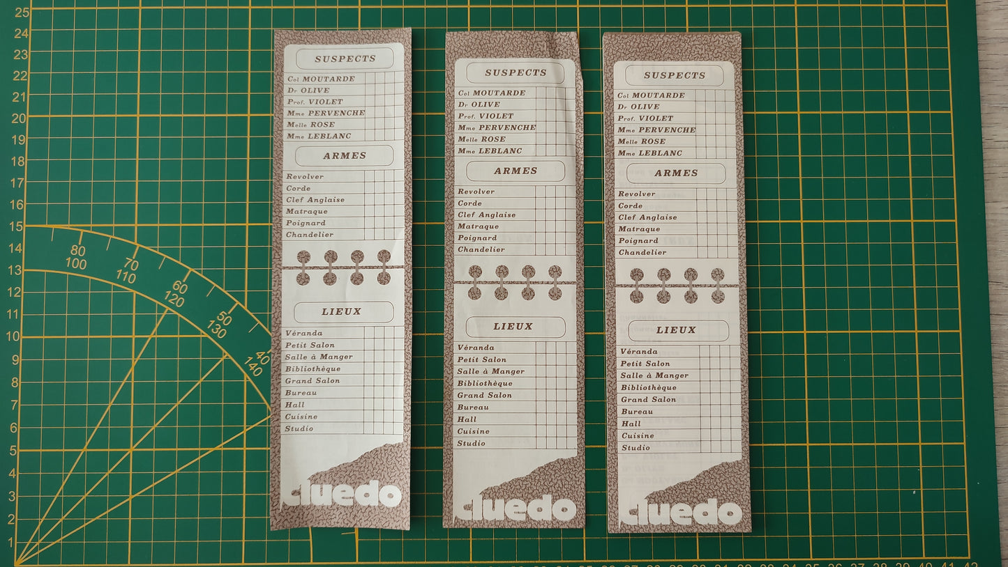 Carnet en l'état Cluedo miro-meccano pièce détachée jeu de société #E26