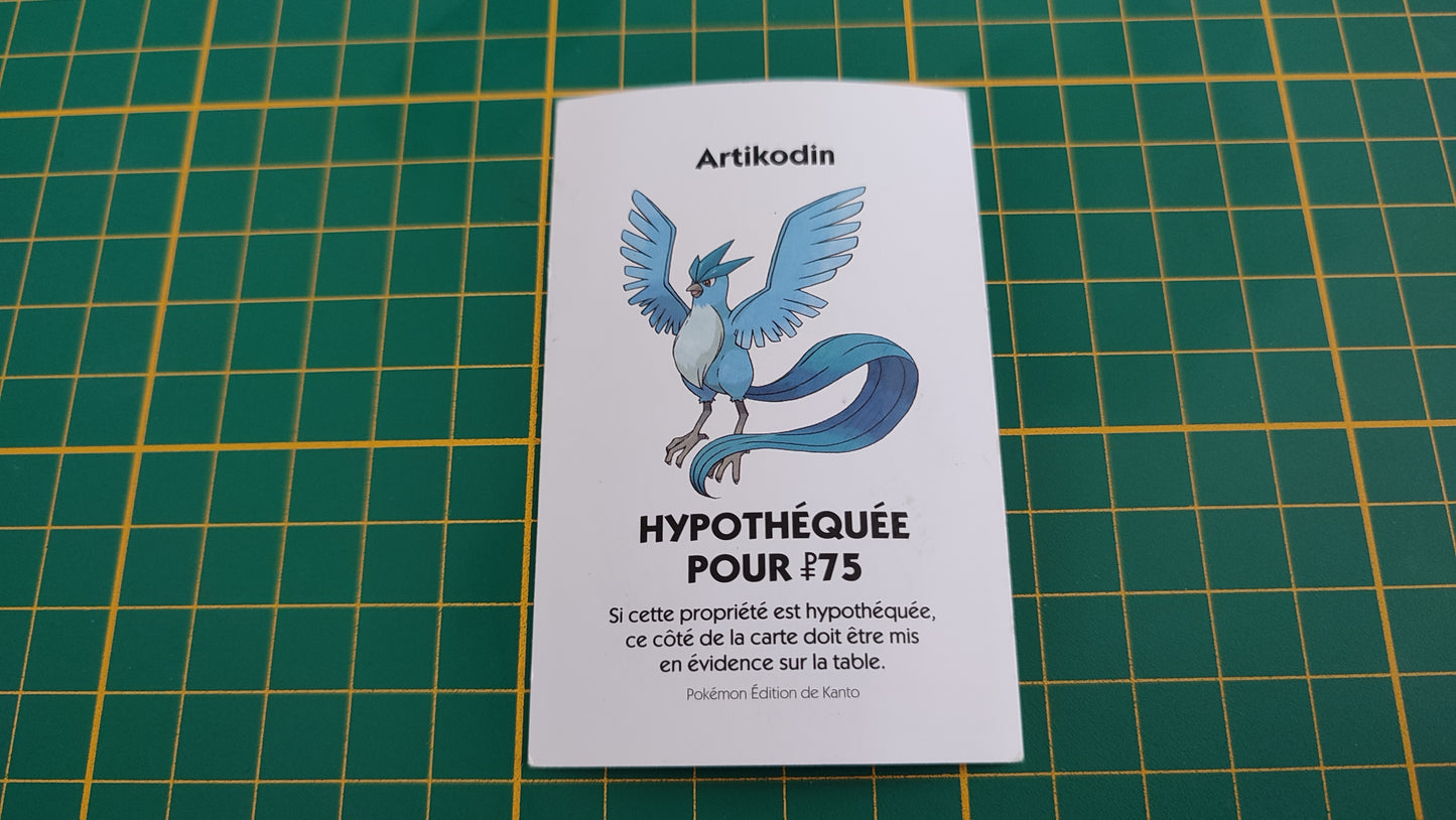 Carte Artikodin pièce détachée jeu de société Monopoly Pokémon édition de Kanto #C43