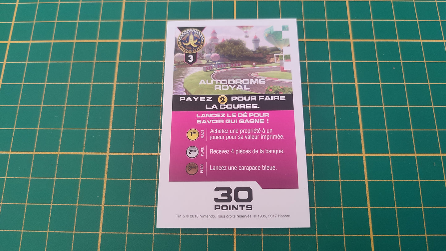 Carte Autodrome royal jeu de société Monopoly Gamer Mario Kart Hasbro pièce détachée #E82