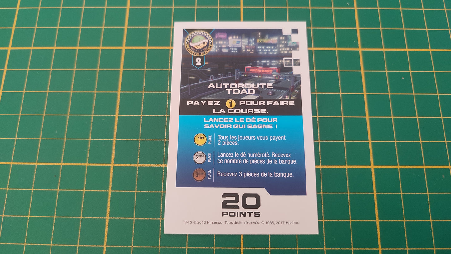 Carte Autoroute Toad jeu de société Monopoly Gamer Mario Kart Hasbro pièce détachée #E82