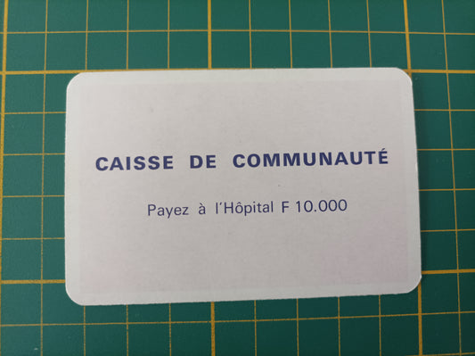 Carte Caisse de communauté Hôpital pièce détachée jeu de société Monopoly Miro Meccano #E40