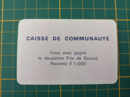 Carte Caisse de communauté Prix de beauté pièce détachée jeu de société Monopoly Miro Meccano #E40