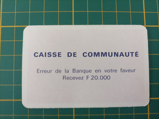Carte Caisse de communauté erreur de la banque pièce détachée jeu de société Monopoly Miro Meccano #E40