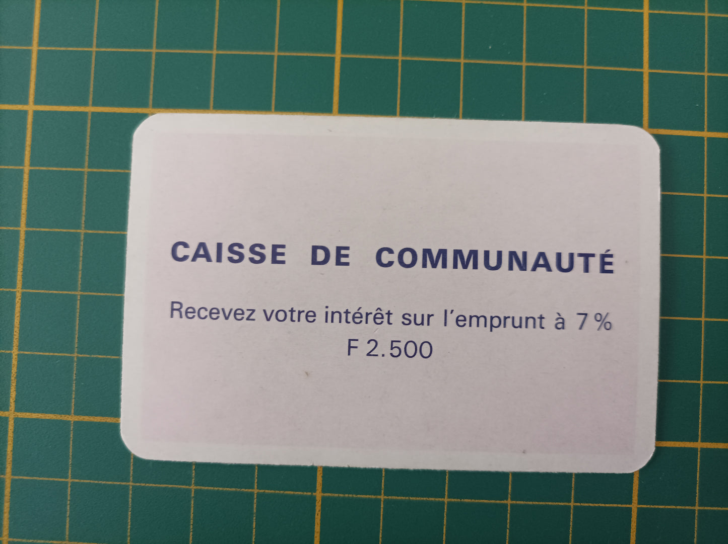 Carte Caisse de communauté recevez votre intérêt pièce détachée jeu de société Monopoly Miro Meccano #E40