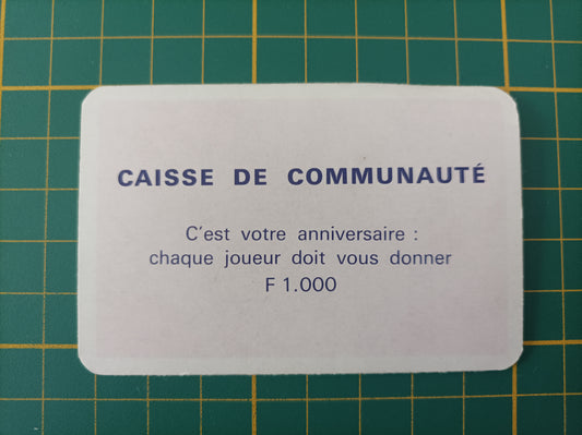 Carte Caisse de communauté votre anniversaire pièce détachée jeu de société Monopoly Miro Meccano #E40