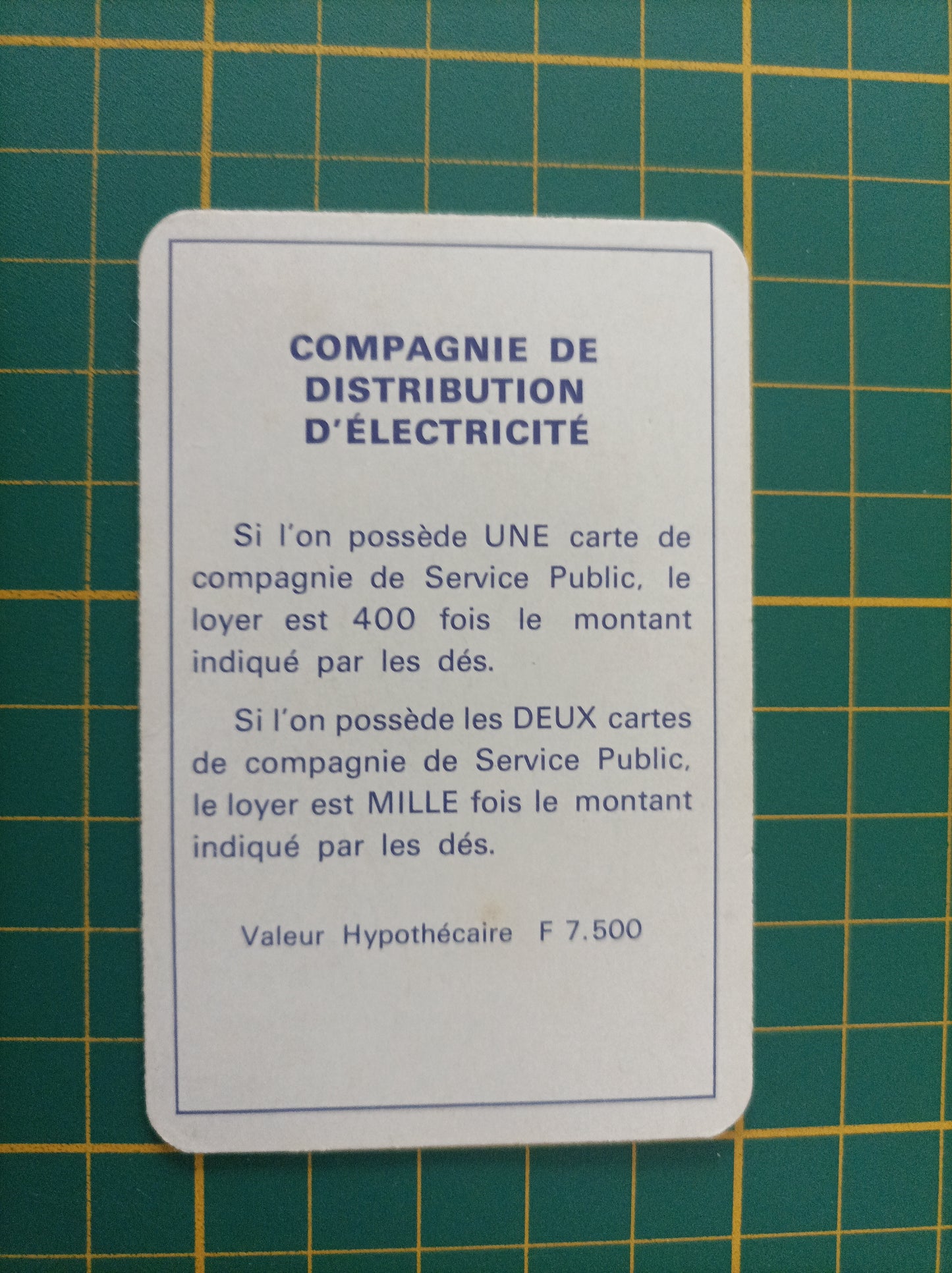 Carte Compagnie de distribution d'électricité pièce détachée jeu de société Monopoly Miro Meccano #E40