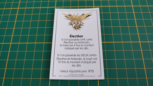 Carte Electhor pièce détachée jeu de société Monopoly Pokémon édition de Kanto #C43