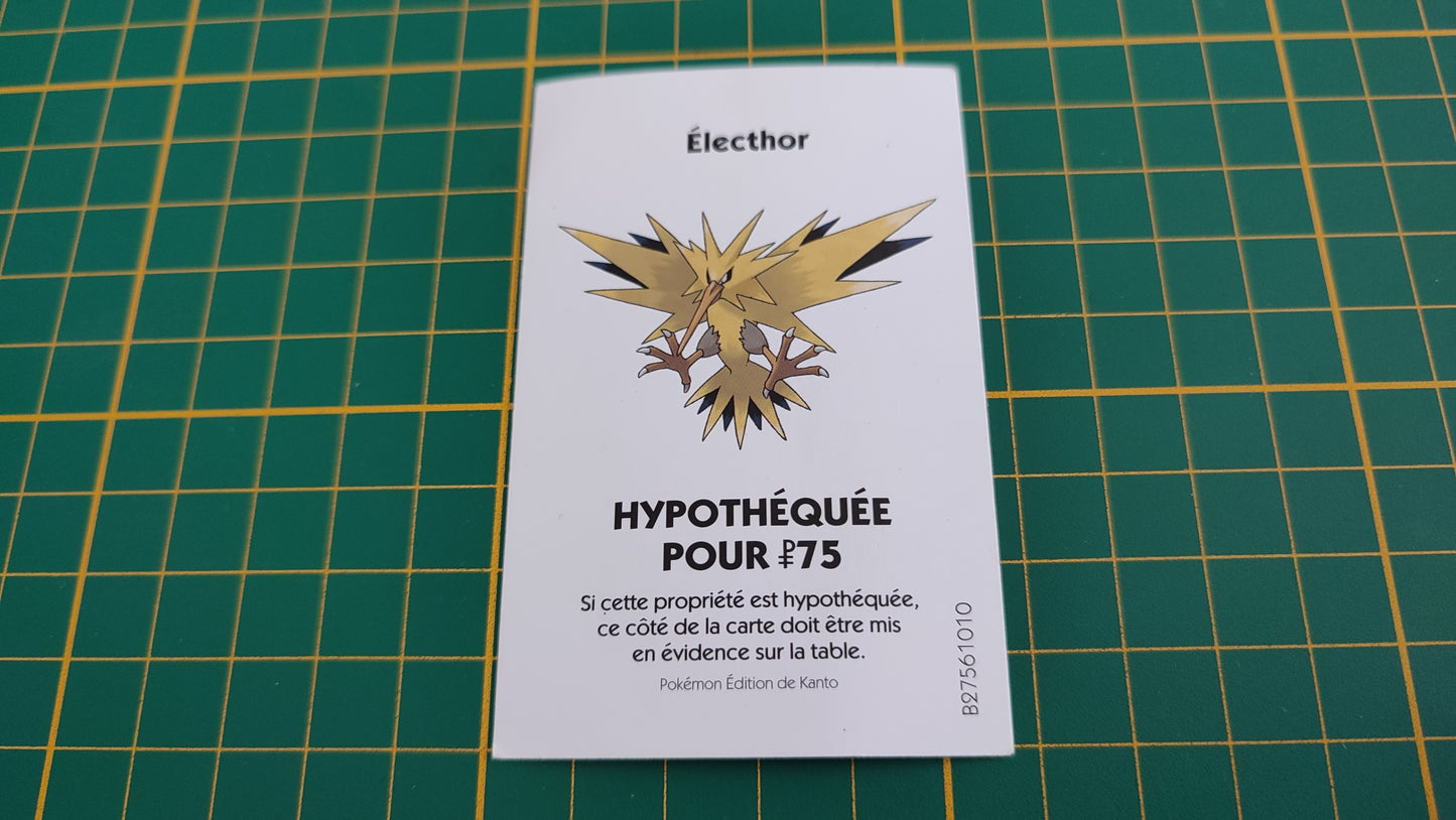 Carte Electhor pièce détachée jeu de société Monopoly Pokémon édition de Kanto #C43