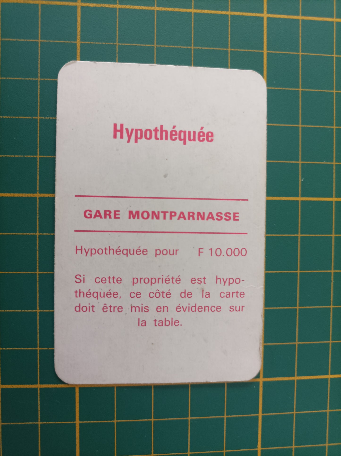 Carte Gare Montparnasse pièce détachée jeu de société Monopoly Miro Meccano #E40
