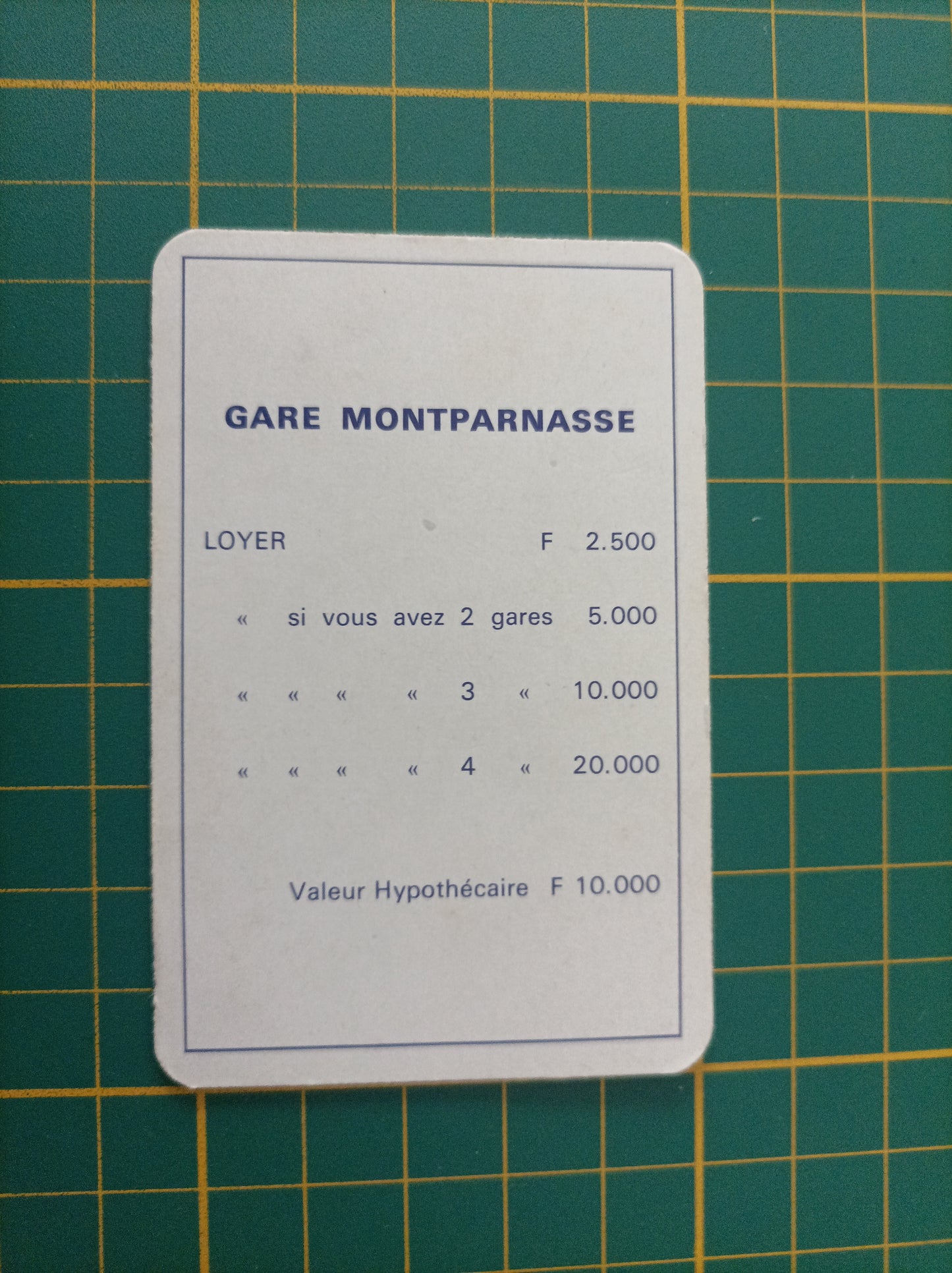 Carte Gare Montparnasse pièce détachée jeu de société Monopoly Miro Meccano #E40