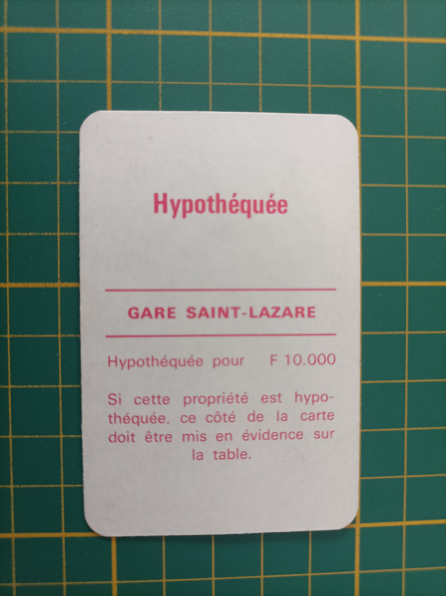 Carte Gare Saint Lazare pièce détachée jeu de société Monopoly Miro Meccano #E40