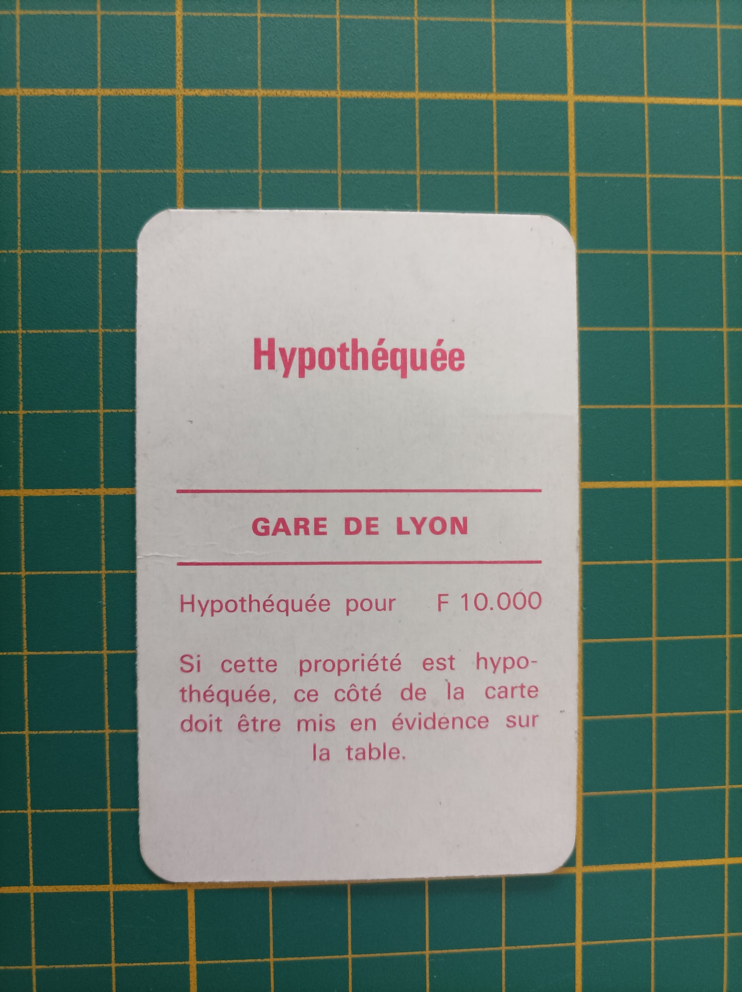 Carte Gare de Lyon pièce détachée jeu de société Monopoly Miro Meccano #E40