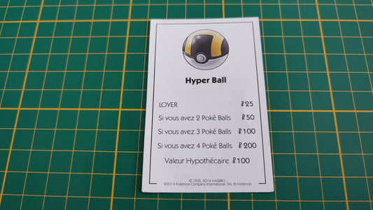 Carte Hyper Ball pièce détachée jeu de société Monopoly Pokémon édition de Kanto #C43