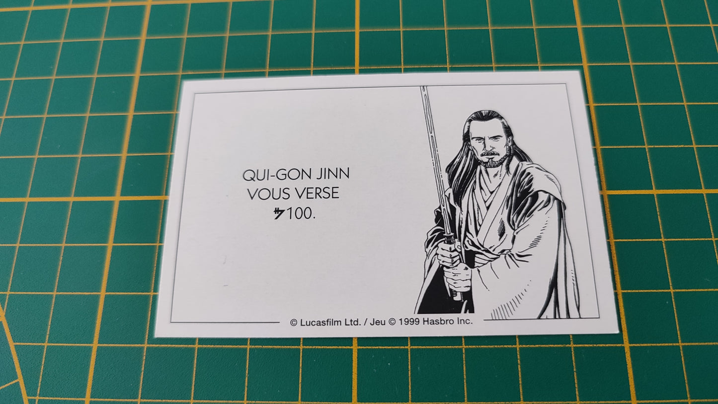 Carte Jedi Qui-gon Jinn vous verse 100 pièce détachée jeu de société Monopoly Star Wars épisode 1 #A81