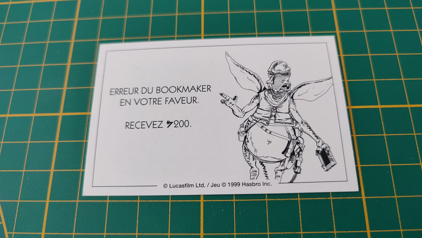 Carte Jedi erreur du bookmaker pièce détachée jeu de société Monopoly Star Wars épisode 1 #A81