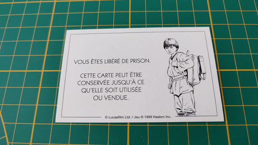 Carte Jedi vous êtes libéré de prison pièce détachée jeu de société Monopoly Star Wars épisode 1 #A81