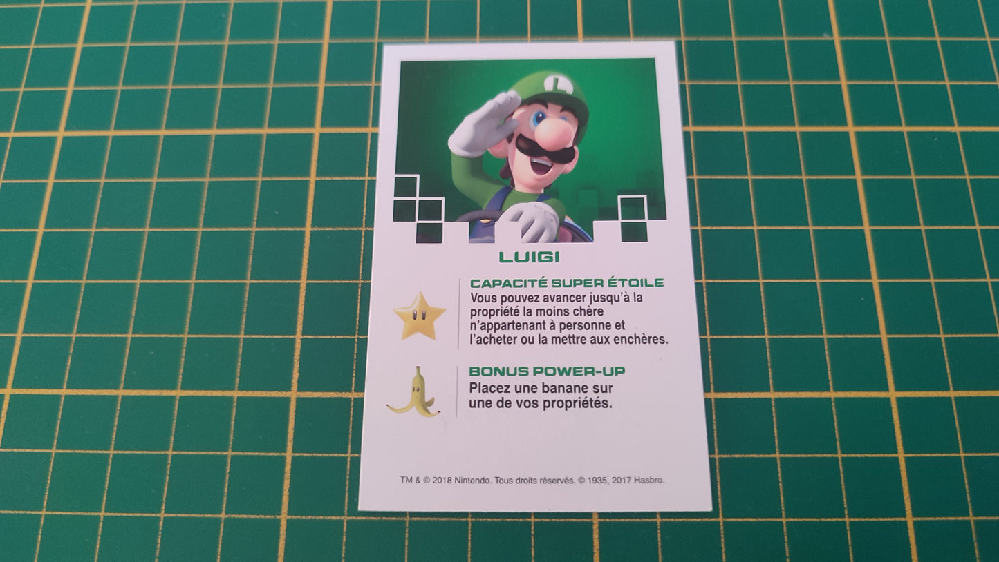Carte Luigi jeu de société Monopoly Gamer Mario Kart Hasbro pièce détachée #E82