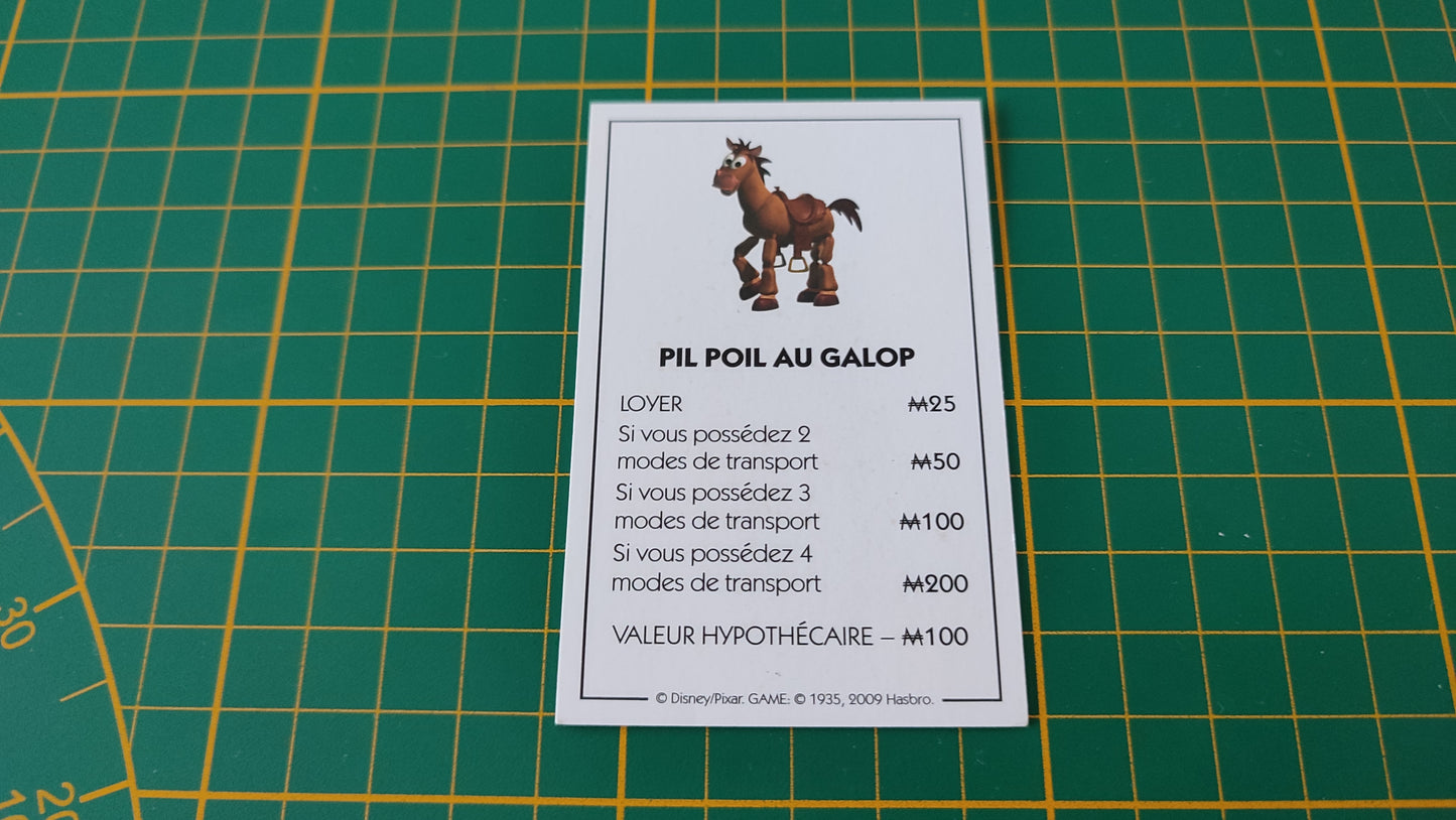 Carte Pil Poil au galop pièce détachée jeu de société Monopoly Disney éditions Hasbro #B94