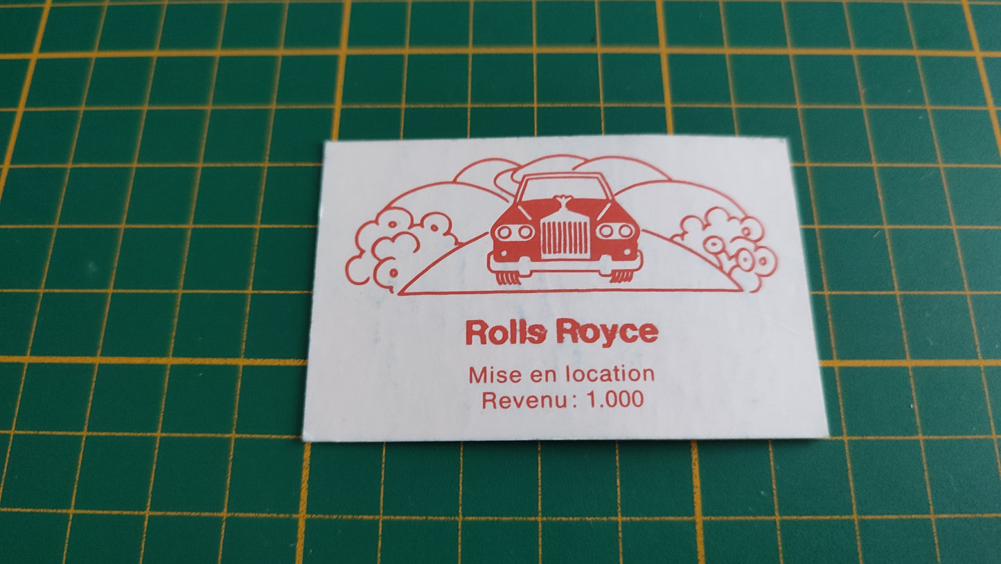 Carte Rolls Royce seule pièce détachée jeu de société Destins En famille sur les chemins de la vie MB #E44