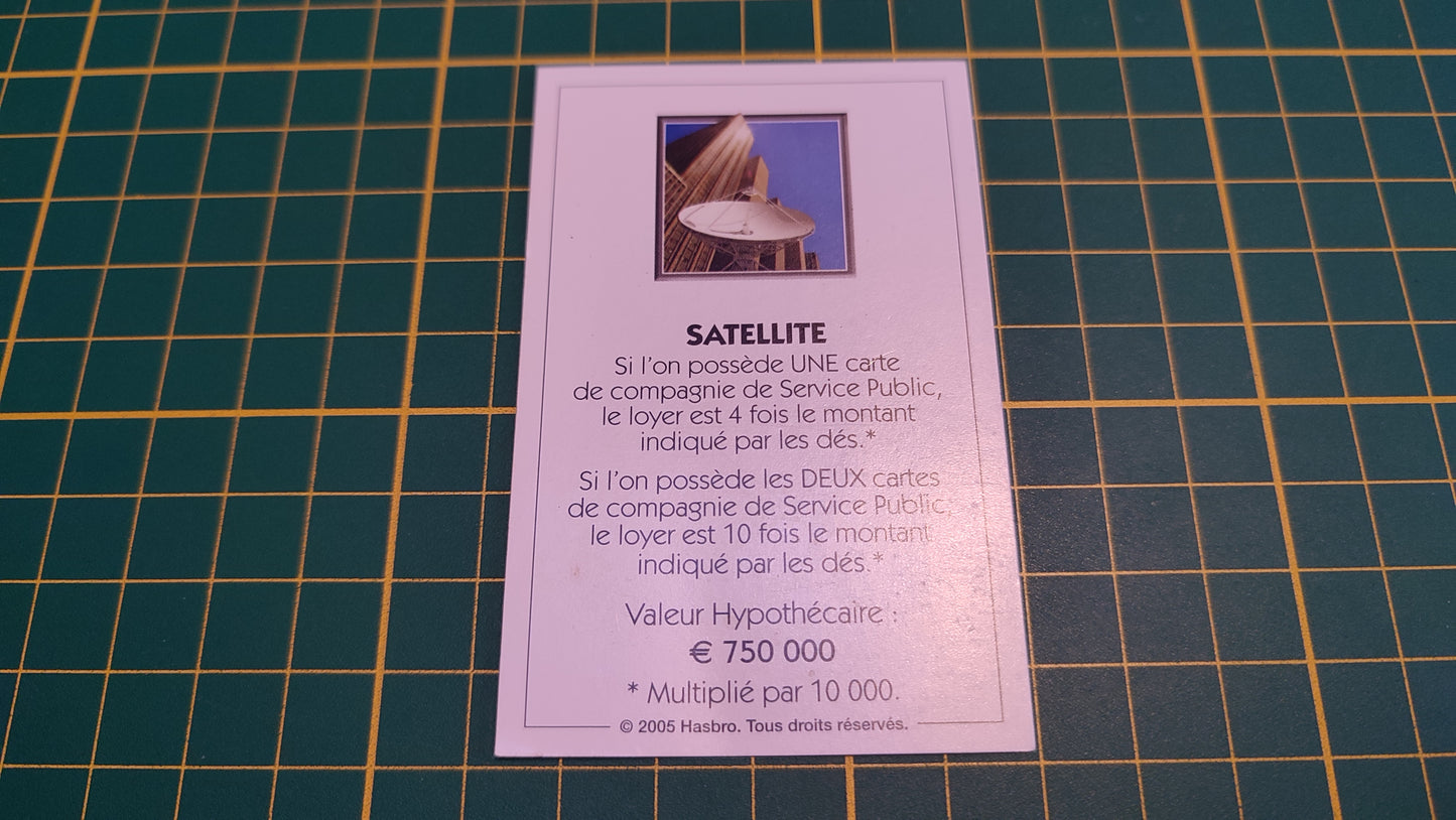 Carte Satellite pièce détachée jeu de société Monopoly Et si le Monopoly était inventé aujourd'hui #C22