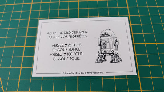 Carte Sith Achat de droides pour toutes vos propriétés pièce détachée jeu de société Monopoly Star Wars épisode 1 #A81