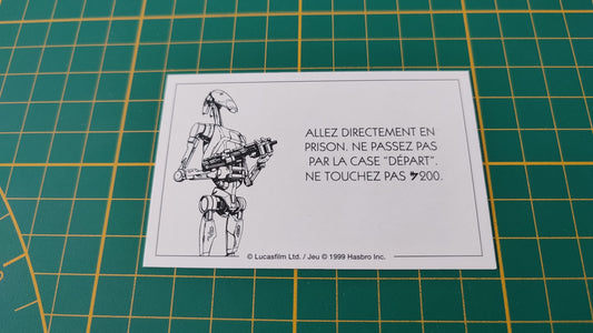 Carte Sith Allez directement en prison pièce détachée jeu de société Monopoly Star Wars épisode 1 #A81