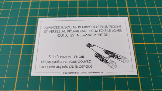 Carte Sith Avancez jusqu'au podracer pièce détachée jeu de société Monopoly Star Wars épisode 1 #A81