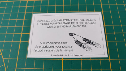 Carte Sith Avancez jusqu'au podracer pièce détachée jeu de société Monopoly Star Wars épisode 1 #A81