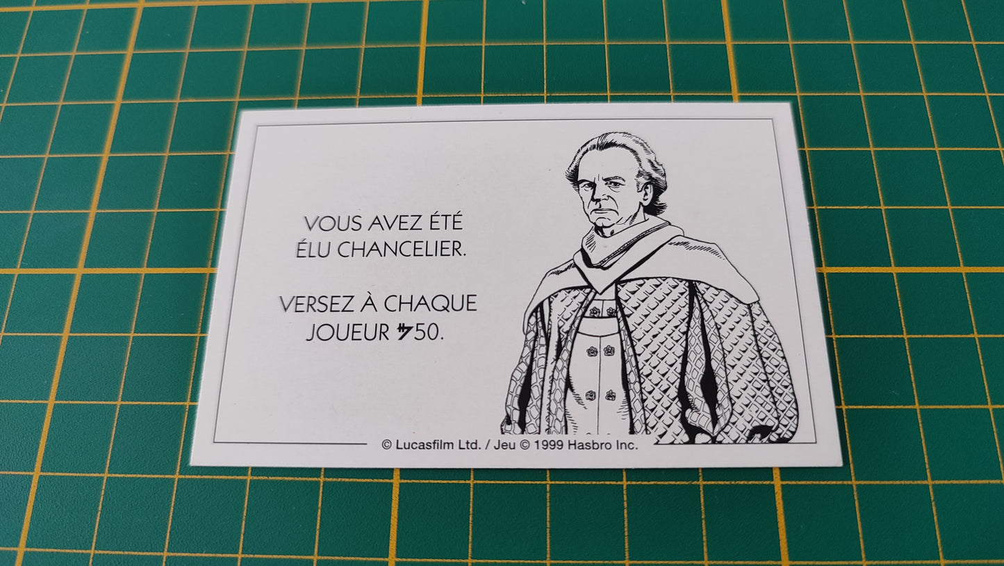 Carte Sith Vous avez été élu chancelier pièce détachée jeu de société Monopoly Star Wars épisode 1 #A81