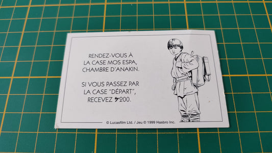 Carte Sith rendez-vous à la vase Mos Espa pièce détachée jeu de société Monopoly Star Wars épisode 1 #A81